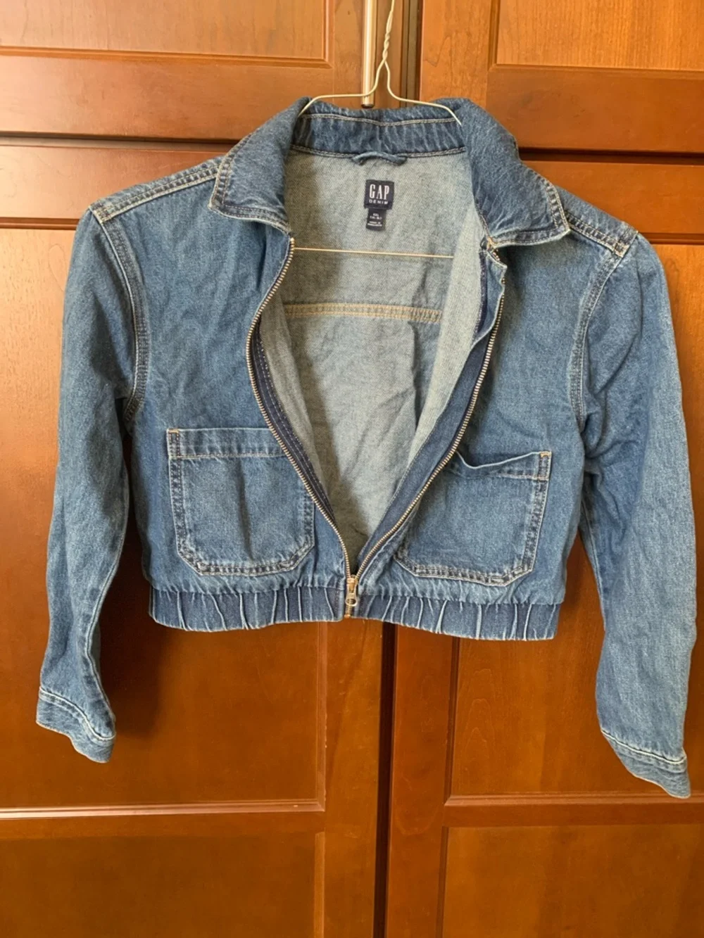 GAP Blue Denim Zip-Up Jean Jacket with Pockets Kids XXL 14-16